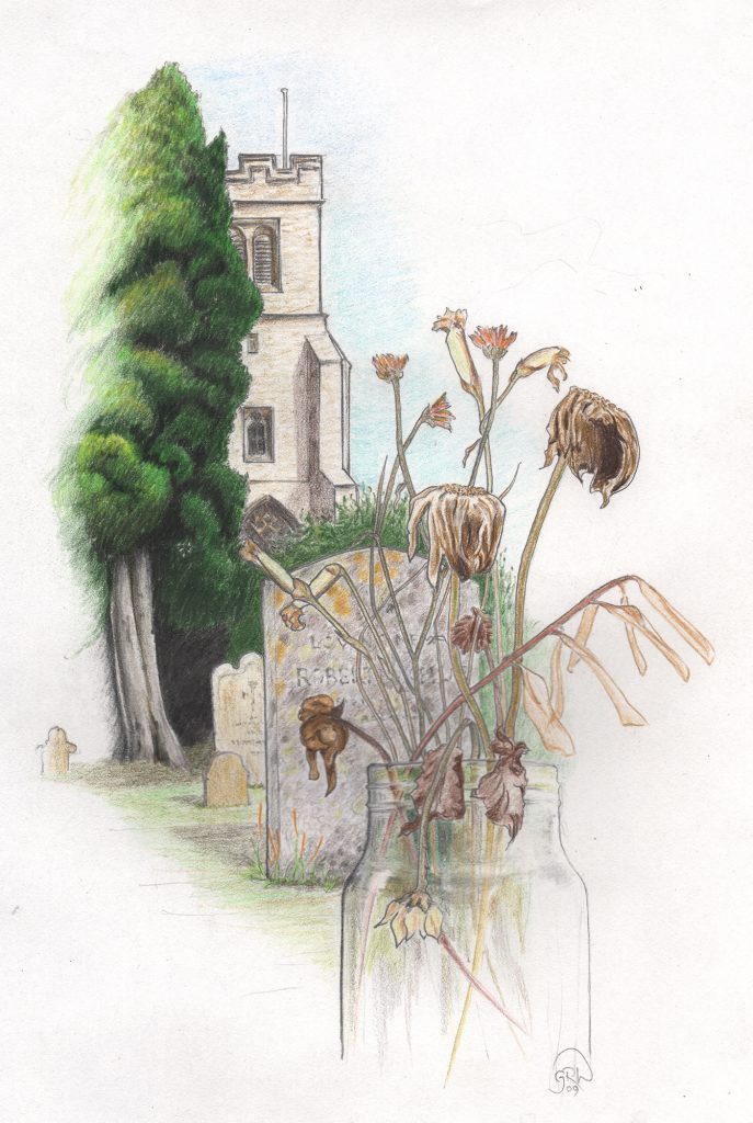 Graveyard - an illustration - pencil drawing